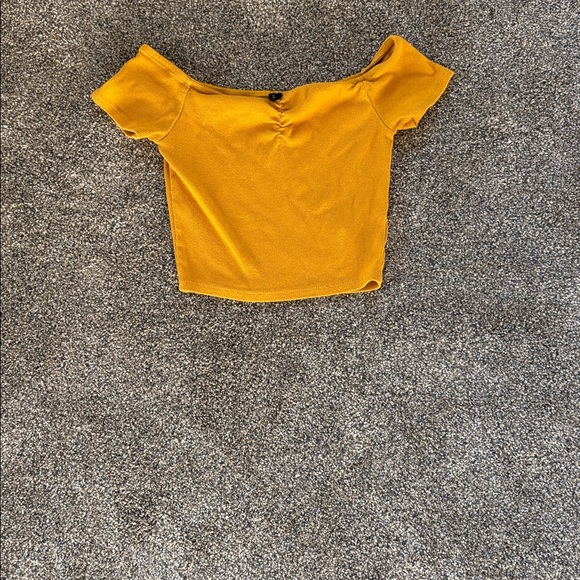 Trillium Mustard Off-Shoulder Crop Top - Picture 1 of 2